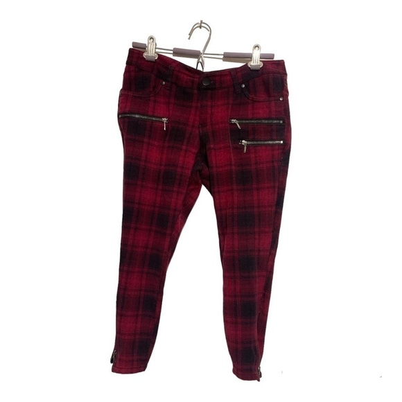 Torrid Plaid Ponte Stretch Skinny Pants Capri Grunge Goth Size 10 - Picture 2 of 8